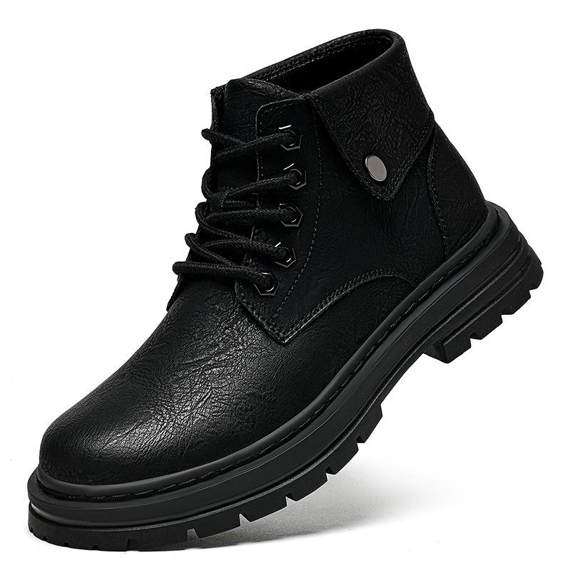 Men's Large Size High-Top Martin Boots - British Style, Plush Lined, Warm Snow Boots