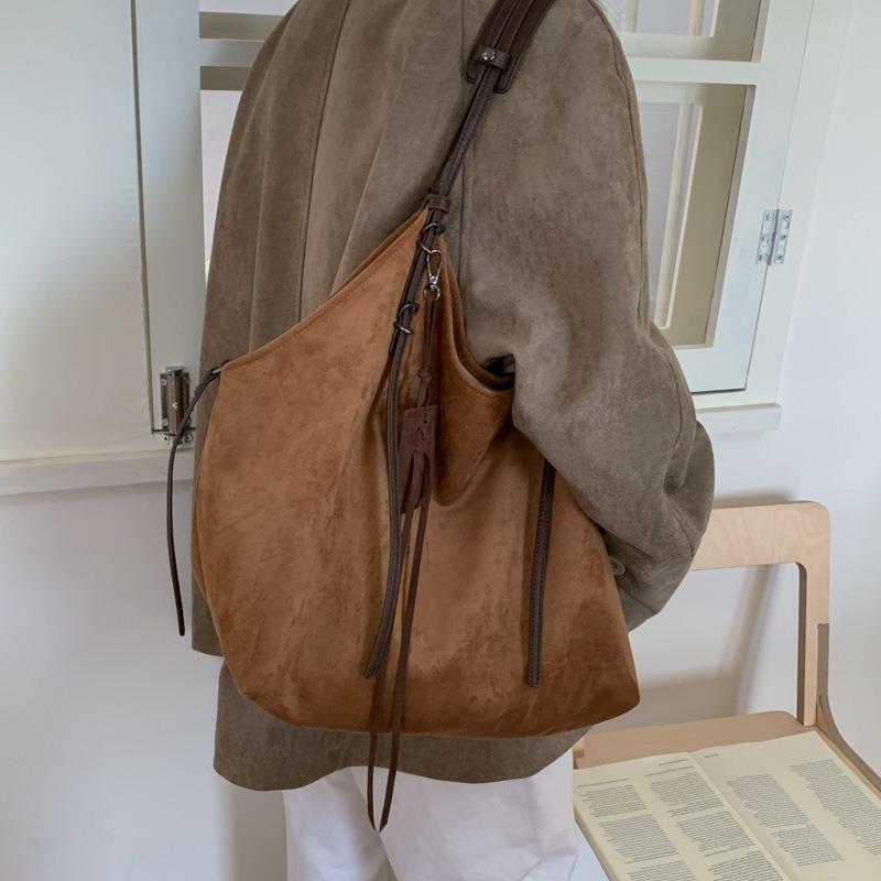 Suede Leopard Print Bag Women's Large-capacity New Autumn and Winter Retro Shoulder Shopping Bag Tote Bag