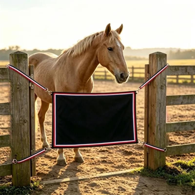 Barn Opening Guard Panel for Horse Stalls, Fabric Divider with Four Corner Tie and Metal Hardware for Daily Stable Coverage Use