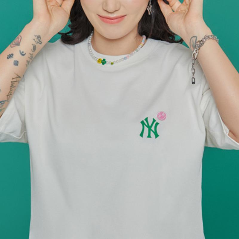 New MLB New York Yankees T Shirts Unisex Cream White 3ATSL6023-50CRS