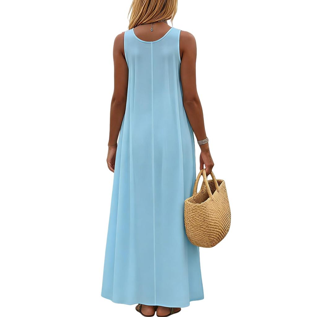Women's Fashion Color Dress Strapless Sleeveless Dress