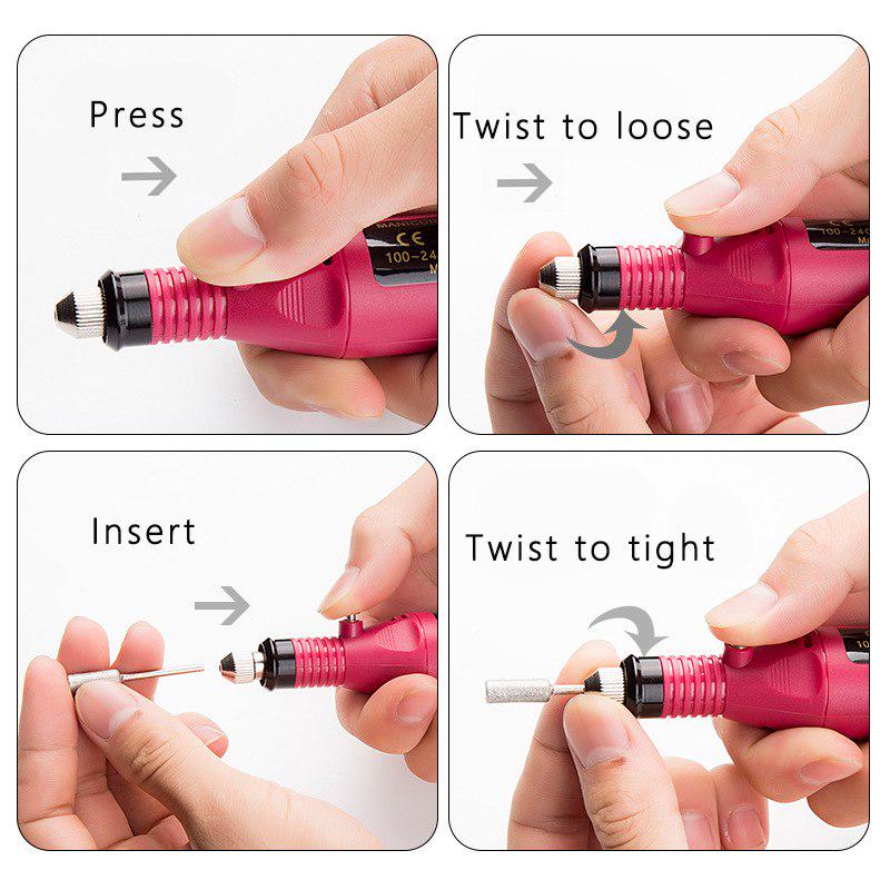 1set 6bits Power Drill Professional Manicure Machine Nail Electric Drill Pen Pedicure File Polish