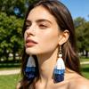 Earrings Multi-layered Fringe Earrings Creative Red, White, and Blue Flag-Colored Pendant Earrings 4th of July Independence Day Gift for Women
