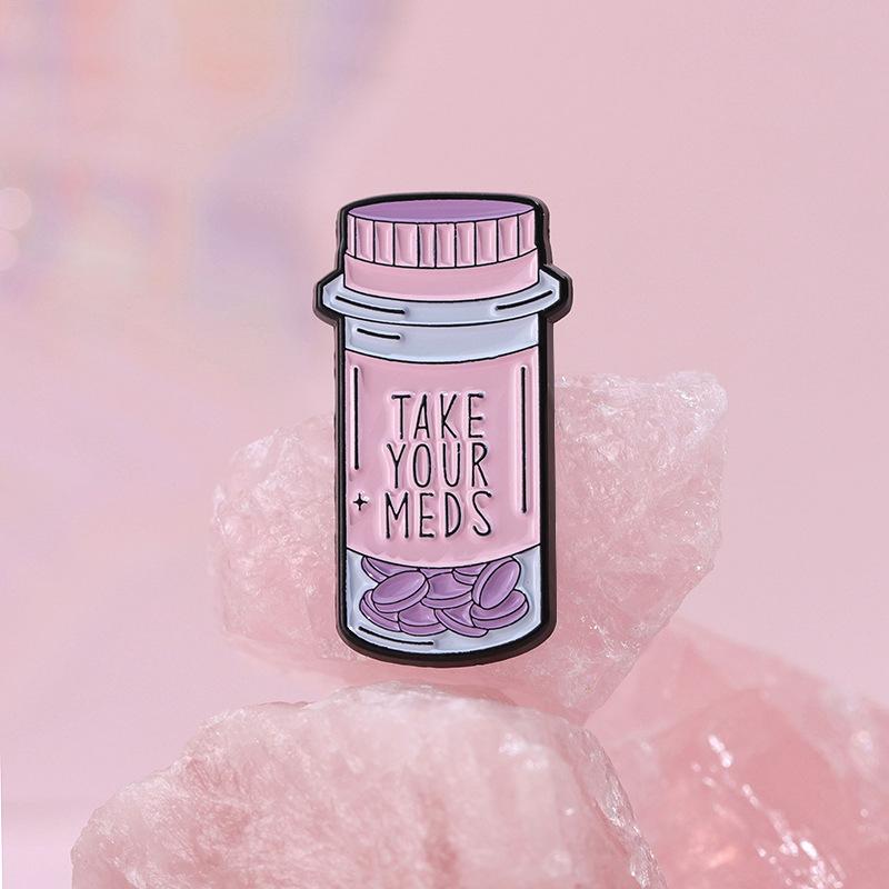 Fashionable Brooch Letter With Vibrant Cartoon Pill Bottle Design Ideal For Accessories Trendy