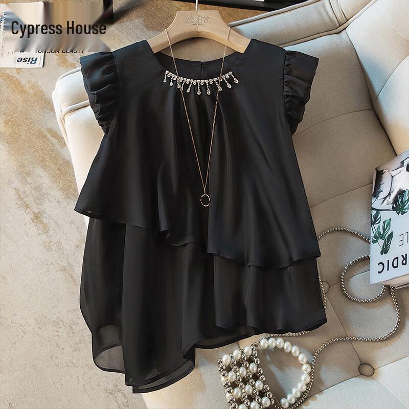 Women s Embellished Ruffle Flutter Sleeve Blouse XXL