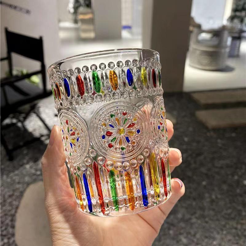 Regenbogen-Schimmer Handbemalte Glas Tasse - Bling Design für den Sommer