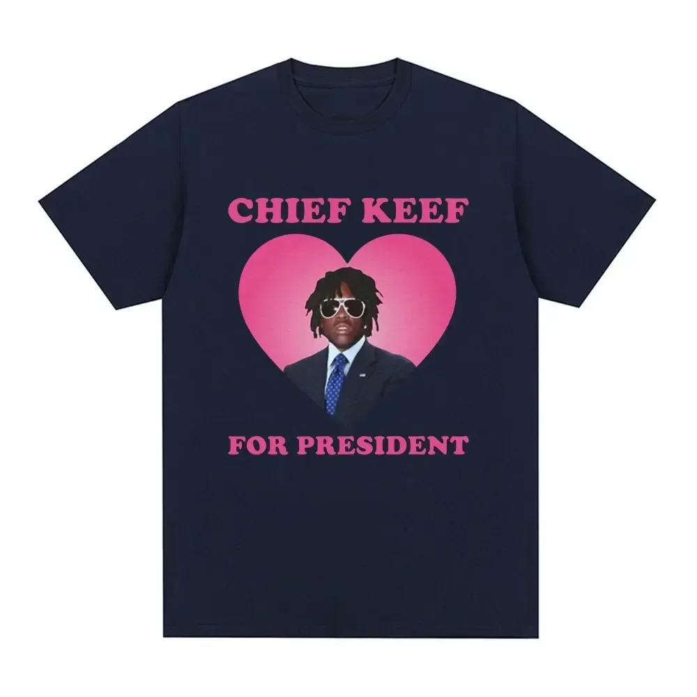 Rapper Chief Keef for President T Shirt Men Fashion Casual Short Sleeve T-shirt Aesthetic Vintage Oversized T-shirts Streetwear