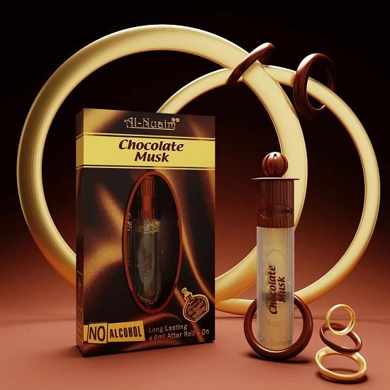 Al-nuaim Bezalkoholový dlouhotrvající roll-on attar Čokoládový pižmový 6ml