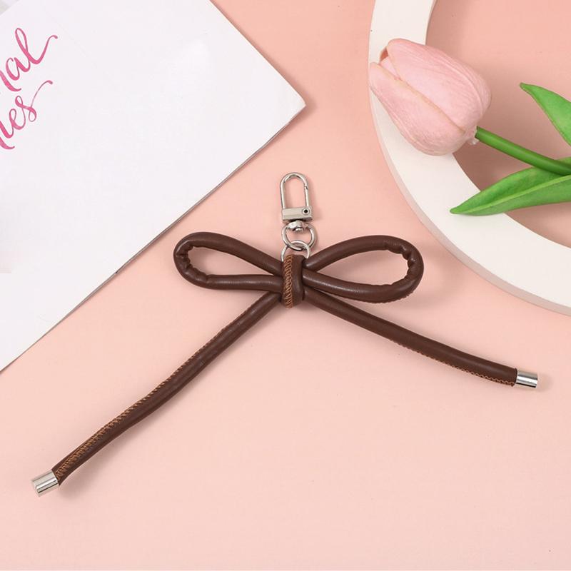 

Yogodlns Handmade PU Leather Rope Bag Pendant Cute Candy Color Fashion Backpack Handbag Hanging Bags Accessories one size кофейный