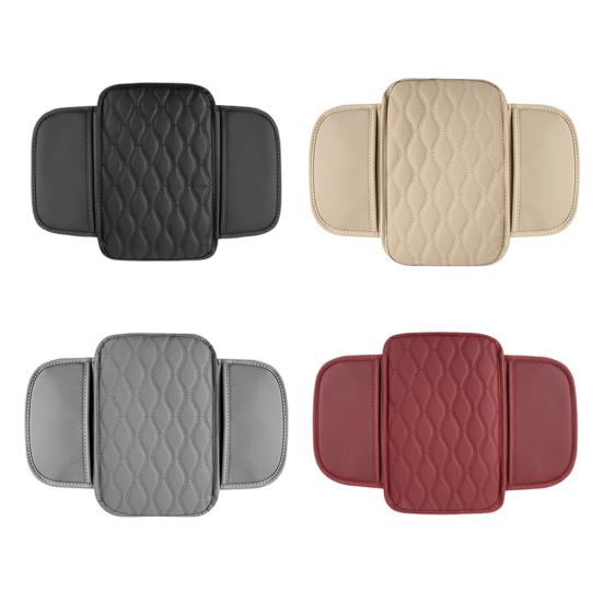 Car Armrest Cushion Center Console Protector Pad with Storage Pocket Faux Leather Heightening Armrest Pillow for Most Cars
