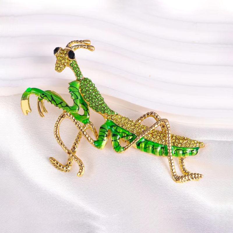 1pc Sparkling Shiny Rhinestone Mantis Brooch  Handcrafted Vintage Style Fashion Accessory For Women  Nature  Inspired Timeless Elegance