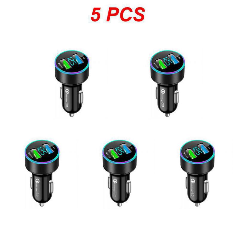 1/3/5PCS Car Charger Universal Multifunctional Dual Usb Digital Display Car Accessories Car Charger Adapter Portable