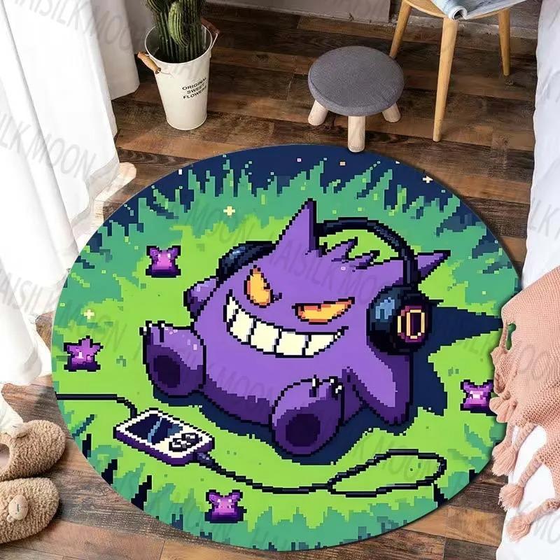  Disney Game Pokémon Gengar Printed Round Mat Bedroom Living Room Sofa Table Carpet Home Decor Cute Horrible Floor Rug