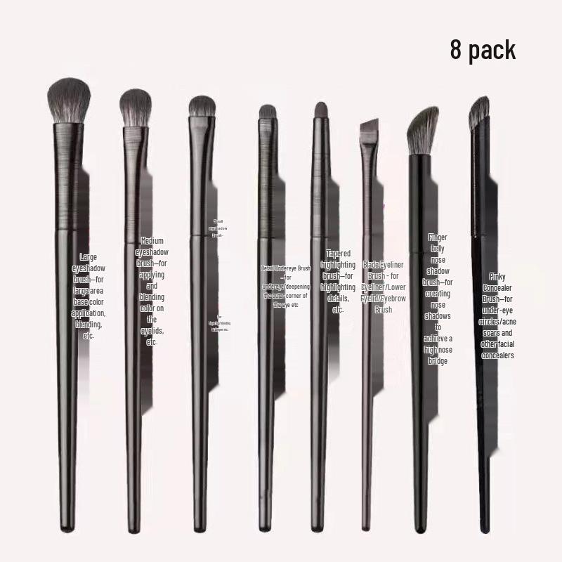 16-Piece Makeup Brush Set: 6 Black Eyeshadow Brushes, 10 Blending, Under-Eye, Eyeliner & Detail Brushes