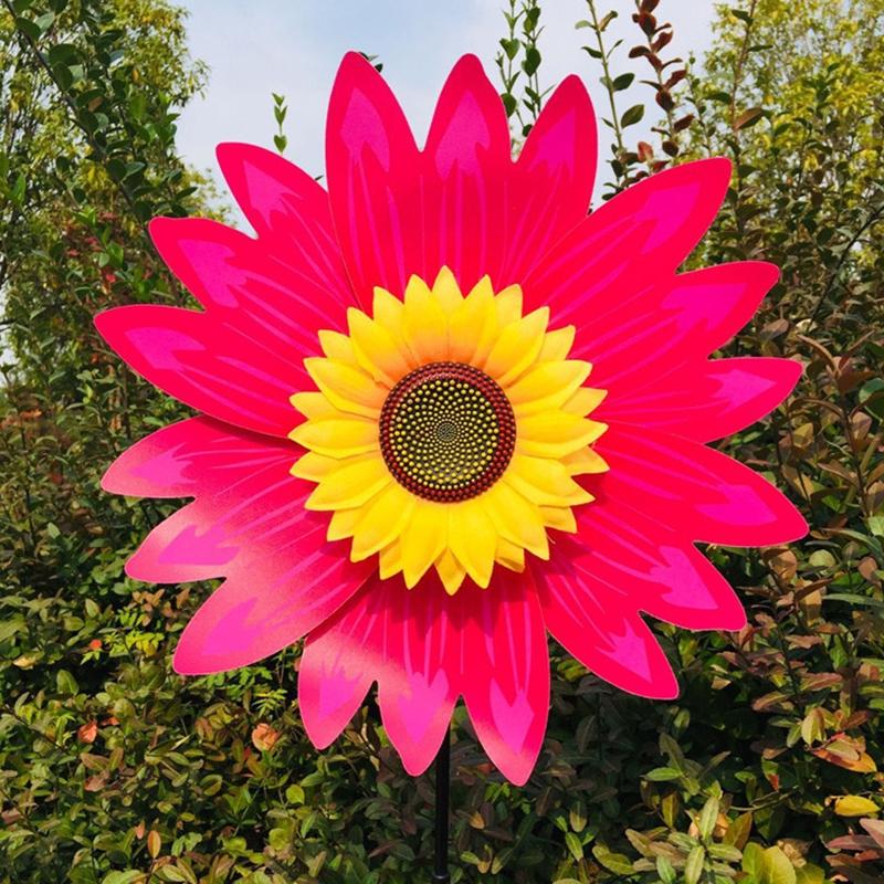 Colorful Sunflower Wind Spinner Stake Sunflower Windmill Pinwheel For Lawn Camping Picnic Decor Home Garden Yard Decoration