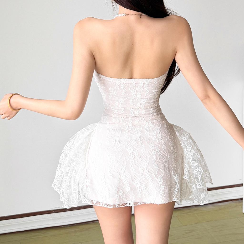 2026 European and American summer new sleeveless tube top, backless slim fit irregular design versatile dress women
