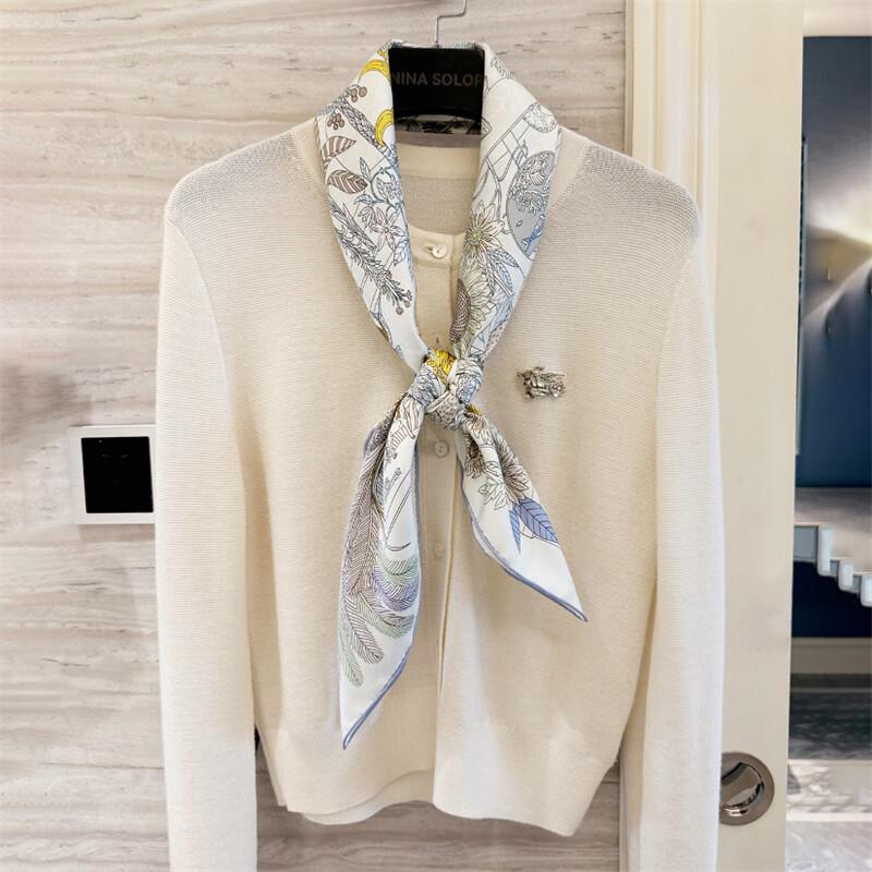 NINA SOLOR Elegant Twill Mulberry Silk Square Scarf