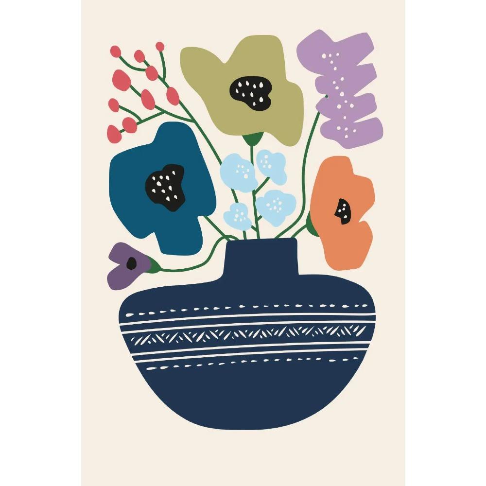 Bright Modern Plant And Flower Minimalist Poster Abstract Vase Leaves Prints Canvas Painting Wall Picture Home Living Room Decor