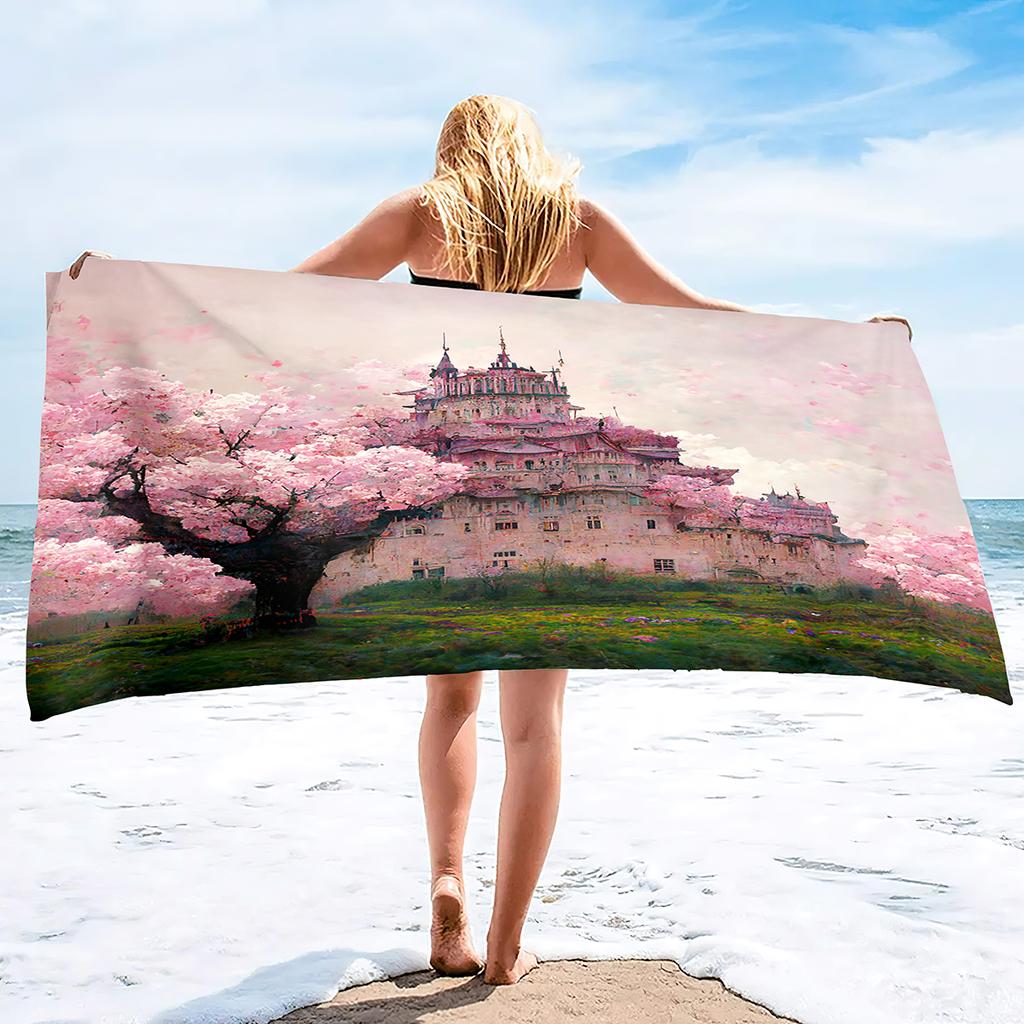 Cherry Blossom Bath Towels Soft Comfort Beach Highly Absorbent Large Decorative Guest Hand For Swimming Pool