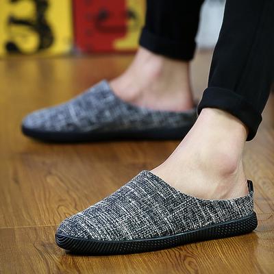 One-pedal Lazy Shoes Men's Slippers Linen Casual Shoes Men's Driving Shoes Trend Half-tray Men's Shoes 699