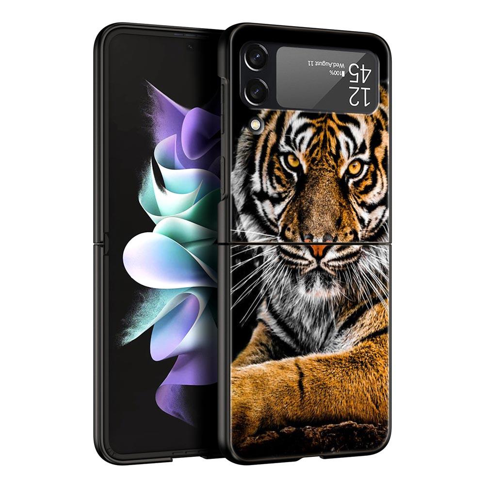 Z Flip 4 Phone Case for Samsung Galaxy Z Flip 3 5G ZFlip3 Flip3 zflip Flip4 Black Hard Cover Lion Tiger king monkey animal Shell