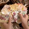 100Pcs Set Vintage Mixed Kit Sticker & Paper 2-in-1 Scrapbook Collage Literary Distressed Decor Supplies