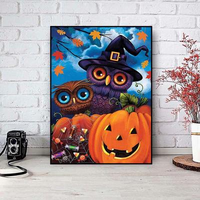 Pittura con Diamanti 5D Fai da Te Zucca Gufo Kit Punto Croce Mosaico Ricamo con Diamanti Pieno Rotondo/Quadrato Decorazione per la Casa