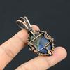 Labradorite Pendant, Handmade Gemstone 999 Copper Wire Wrapped Pendant Antique Jewelry, For Gift Silver Jewelry
