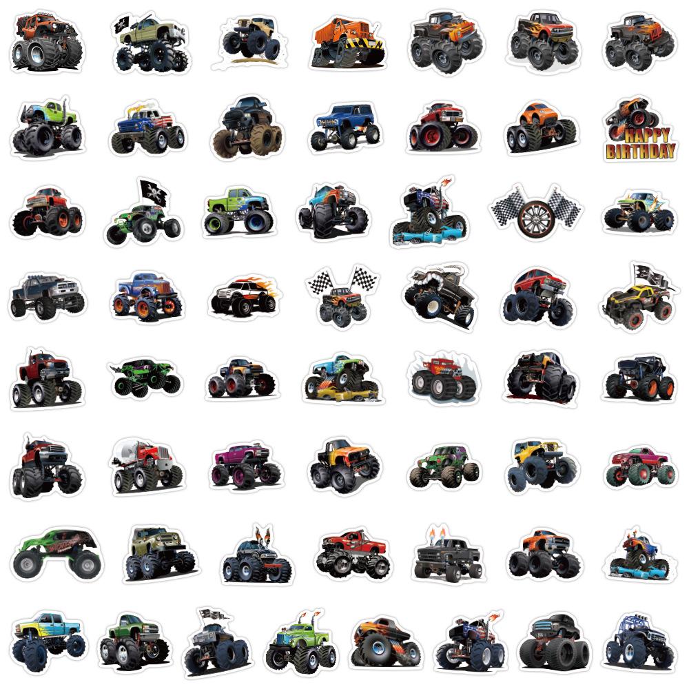 

55 Cartoon Big Foot Off-Road Car Stickers - Waterproof Décor for Journals, Water Bottles, and Computers