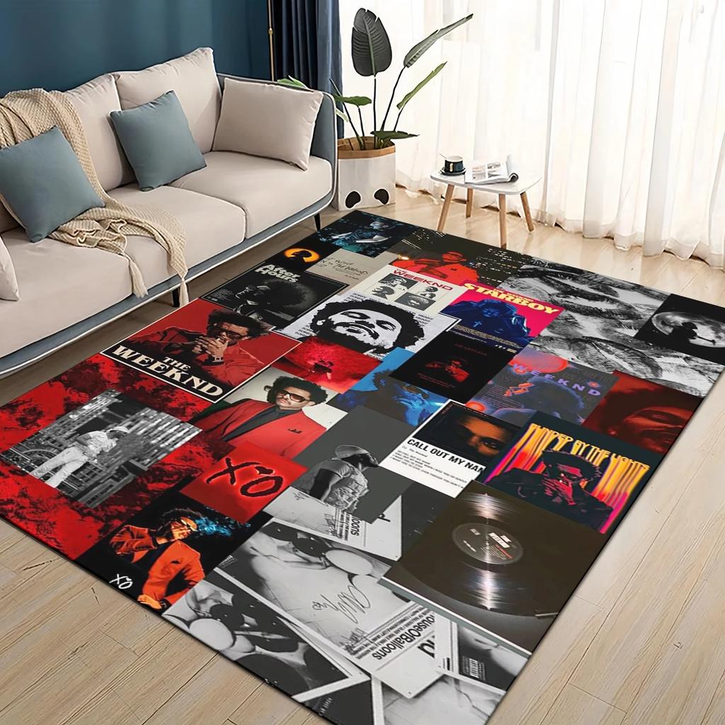 Tapis Tapis 3D THE WEEKND,XO Alternative R&B Abel Tesfaye pour Salon Chambre Maison Décoration Canapé, Tapis de Sol Antidérapant pour Enfants