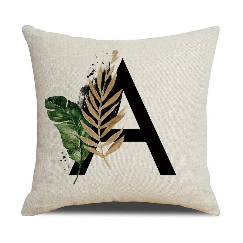 

Classic Letter Pillow Case for Home, Stain-resistant Linen Sofa Pillow, Office Chair, Breathable Waist Cushion linen 45 * 45cm (without pillow core)