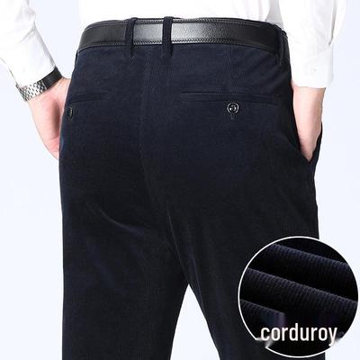 Herren Winter Cordhose mit geradem Bein für Business Casual - Verdickt, lockere Passform für mittelalte und ältere Männer.