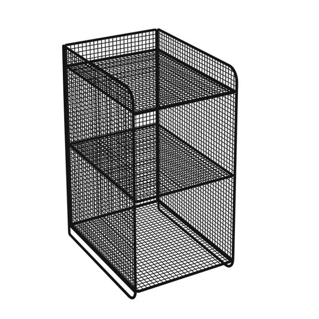 Storage Shelf Metal Heavy Duty Rack Side Shelving Table End Shelving Holder for Housheold Bedroom Black