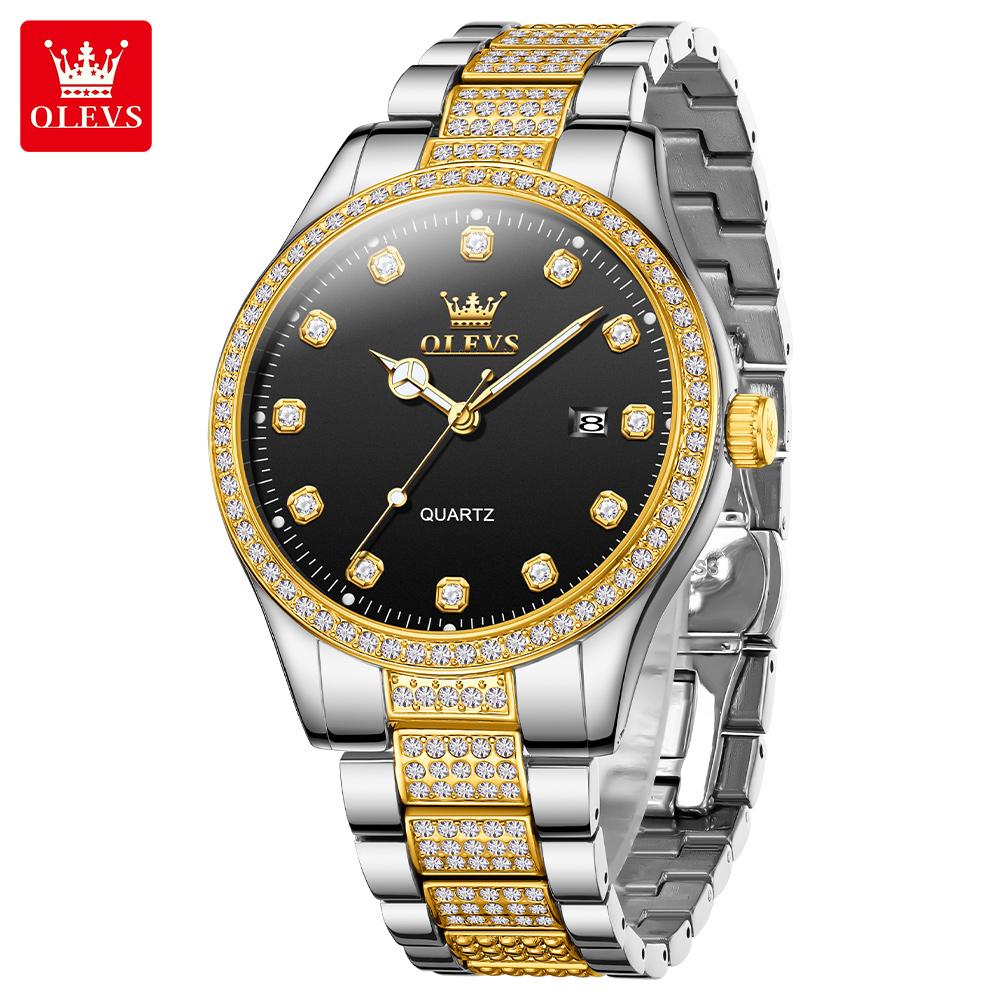 OLEVS New Fashion Mens Watches Top Brand Luxury Quartz Wrist Watch Man Sport Stainless Steel Watch for Men Reloj Hombre