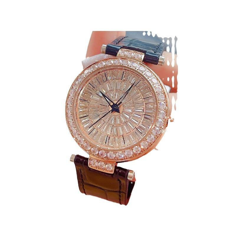 Large Dial Women'S Watch Belt Full Diamond Watch Women'S Premium Sense Red Strap Women'S Watch