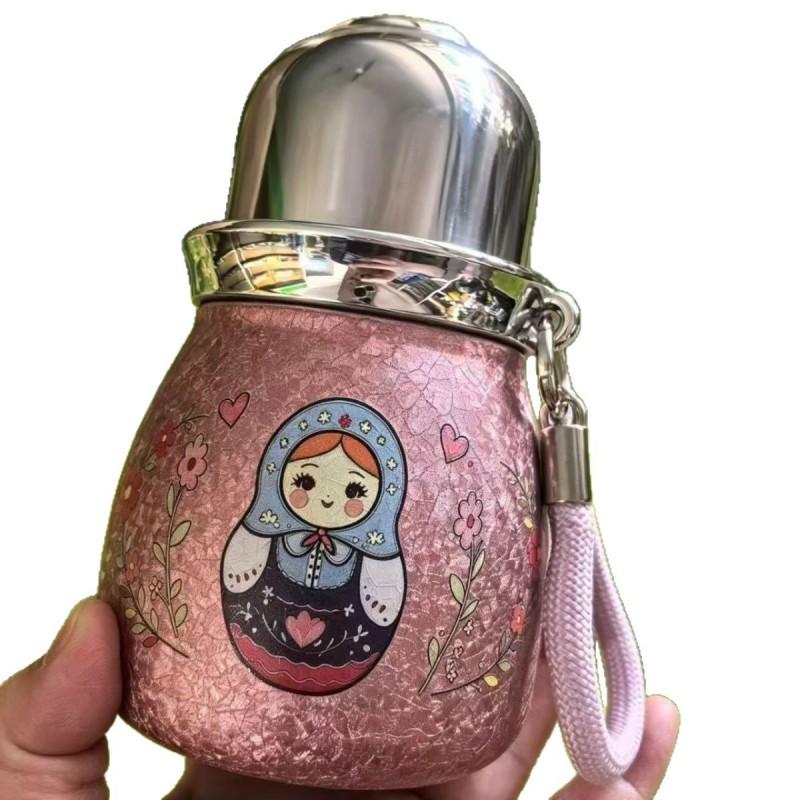 Stainless Steel Vacuum Insulated Travel Mug With Dual Lid Design Portable Water Bottle Women Outdoor Use