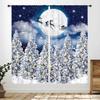 Winter Kitchen Christmas,Christmas Pine Tree Nature Forest Deer Watercolor Cabin Rustic Farmhouse Holiday Window Treatments