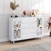 Mirrored Sideboard, Modern Chest of Drawers with 2 Doors & 4 Drawers, Cabinet with Crystal Handles, for Living Room, Dining Room & Bedroom