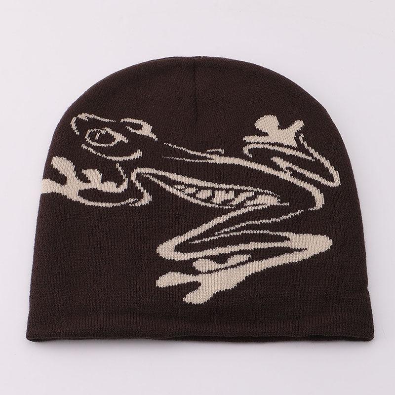 Knitted Hat Niche Design Frog Jacquard Cover Ear Protector Cold Hat Autumn and Winter Warm Hip Hop Wool Hat