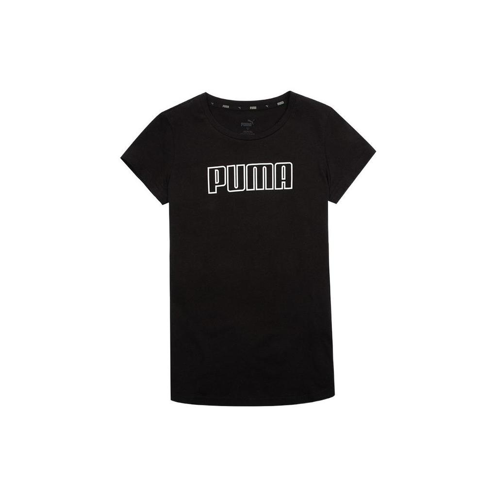 Puma Logo Casual Breathable Short Sleeve T-Shirt Women tops Black 671603-01