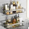 1PC or 2PCS Space Aluminum No-drill Wall Shelf for Bathrooms and Kitchens - Easy To Install, Space-saving, Alloy Structure, Strong Adhesion