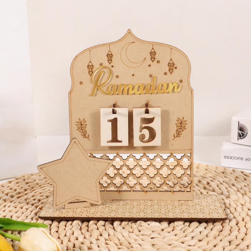 Ramadan Countdown Advent Calendar Eid Mubarak Wooden Ornaments Muslim Party Supplies 2025 Ramadan Home Decoration Accessories
