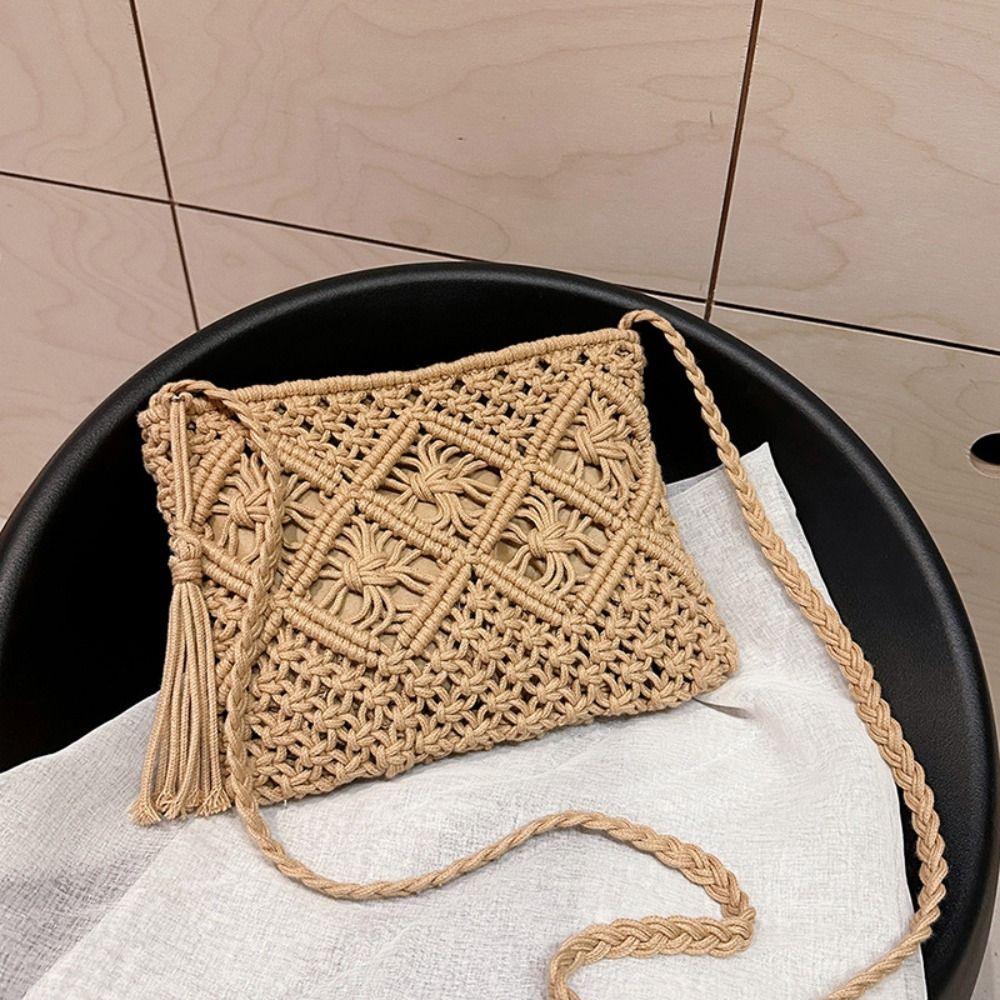 Korean Style Crochet Crossbody Bag Ethnic Style Ladies Underarm Bag  Travel