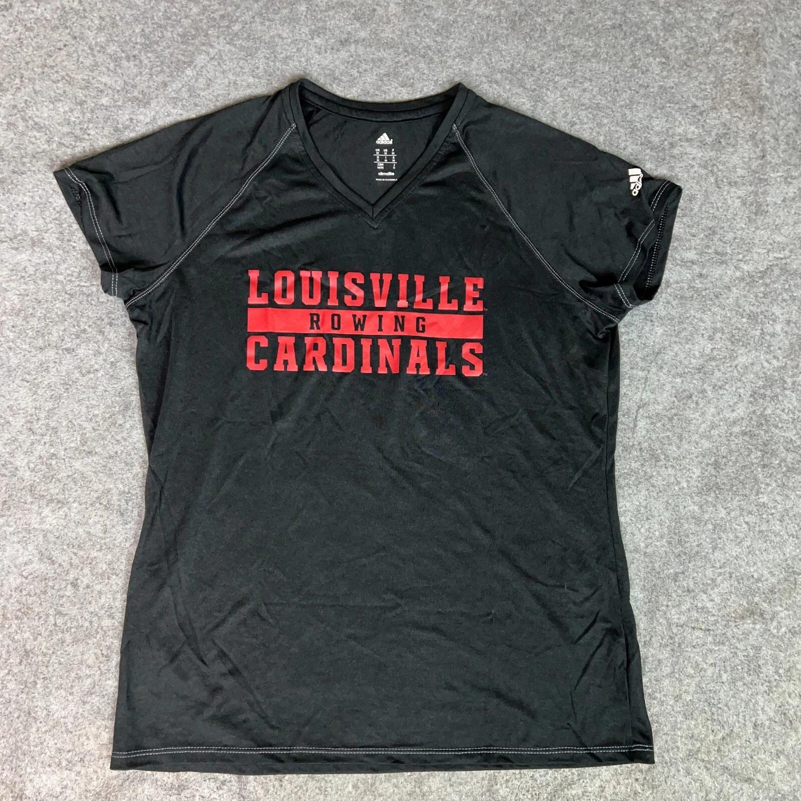 Louisville Cardinals Women Shirt Medium Black Adidas Short Sleeve Tee Rowing S