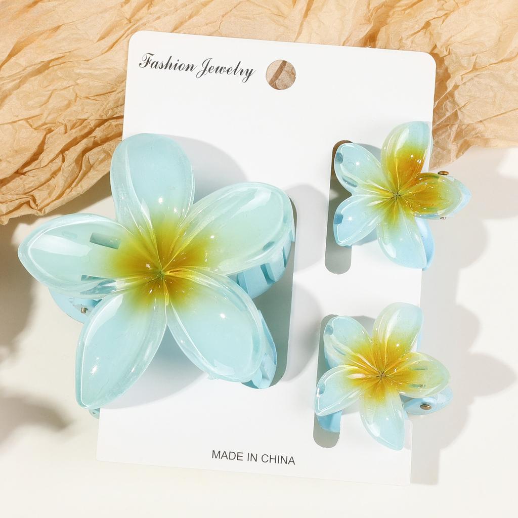 3pcs Vacation Egg Flower Hair Claw 2 Size Women Girls Ponytail Hairpins Bath Beach Hair Crab Clip Headwear Accessories