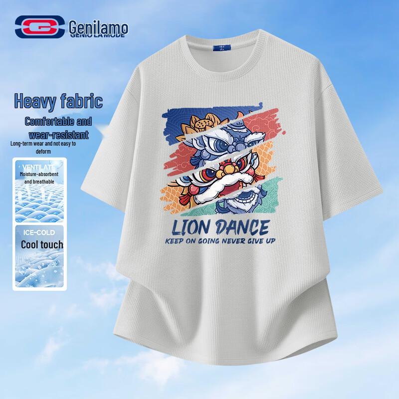 GENIOLAMODE Men s Waffle Knit Short-Sleeve T-shirt 3XL