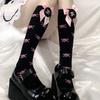 Cotton Calf Socks Lolita Bows Skeleton for Head Knee High Socks Thigh High Loose Stockings for Student Girl Ladies Women