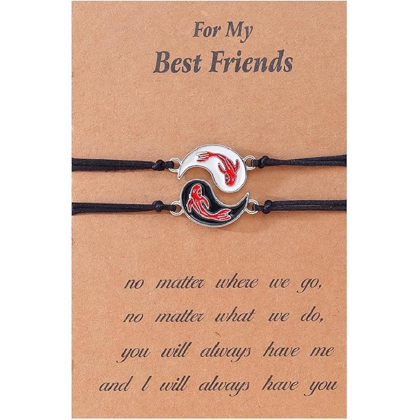2-4Pcs Yin Yang Tai Chi Beads Infinity Braided String Rope Bracelets Handmade Waterproof Adjustable Cord Strand Bracelet for Men Women Friend Couple