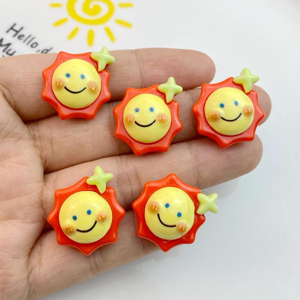 10Pcs New Cute Resin Sun, Stars, Moon, Clouds Series Flat Back Parts Embellishments For Hair Bows Accessories