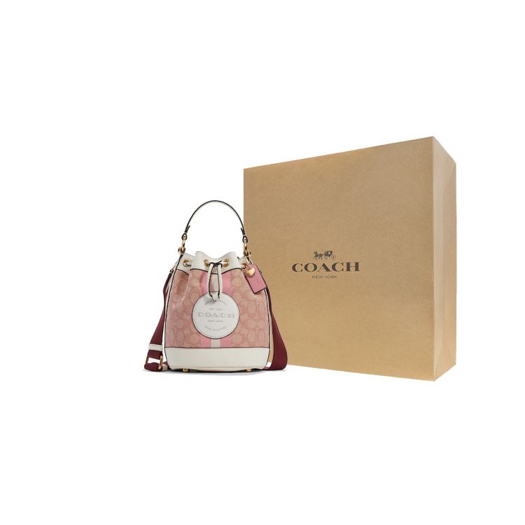 Coach Dempsey 19 Classic Logo Floral Patchwork Fabric And Leather Bucket Bag Women Handbags Cherry-Blossom-Pink C7964-IMSXX